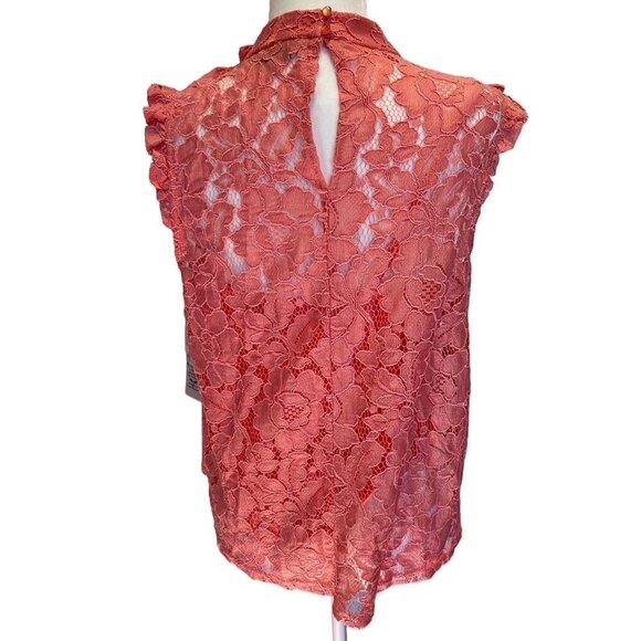 NWT Nanette Lepore Women's Light Flamingo Lace Sleeveless Blouse Size Large - Picture 2 of 7